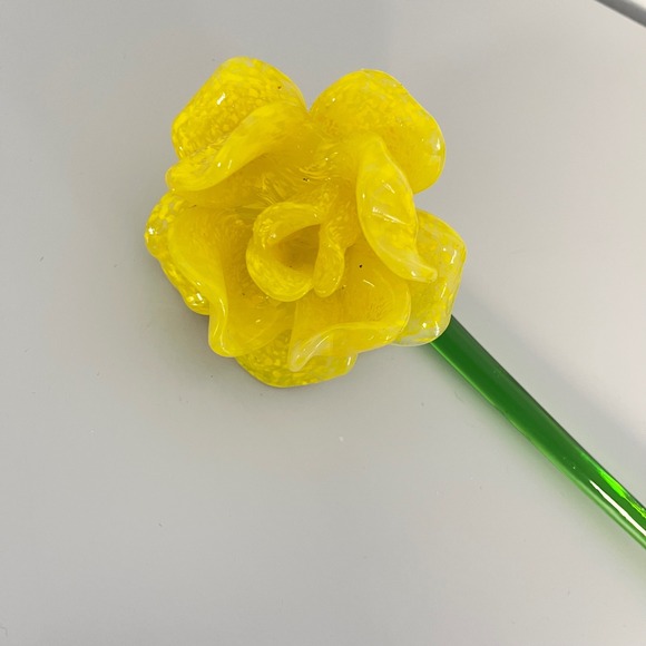 Long Stem Glass‎ Daffodil Yellow Green 10" - Picture 2 of 4